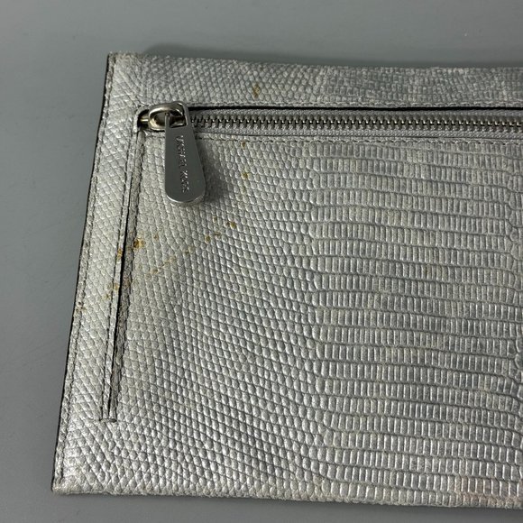 Michael Kors Silver Croc-Print Clutch with Rhinestones - Picture 6 of 13